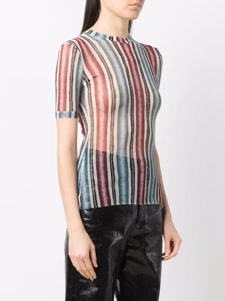 Pruhovaný průsvitný top Jean Paul Gaultier Pre-owned s potiskem červený