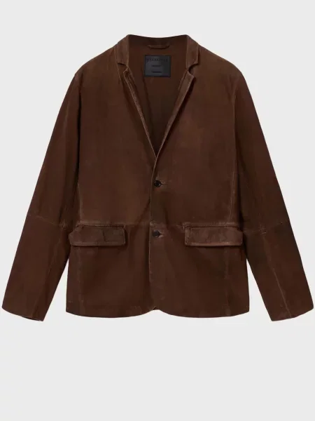 Шкіряний піджак Allsaints коричневий