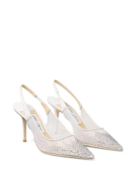 Pantofi cu toc Jimmy Choo de cristal alb