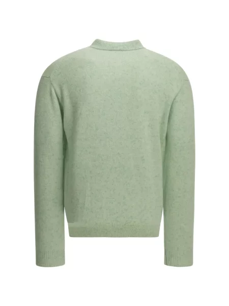 Tricou polo Auralee din cașmir verde