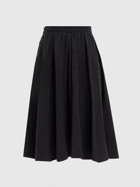 Комбінована спідниця міді з льоном Balenciaga чорна