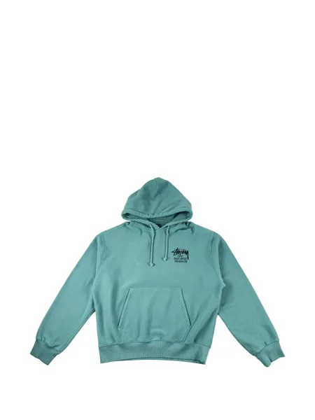 Hanorac cu glugă Stüssy cu imagine streetstyle verde