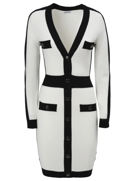 Influencer Pletena obleka črna bela