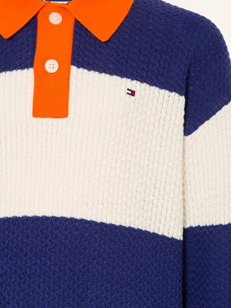 Tommy Hilfiger Dzianinowa Koszulka W Stylu Rugby blau biała