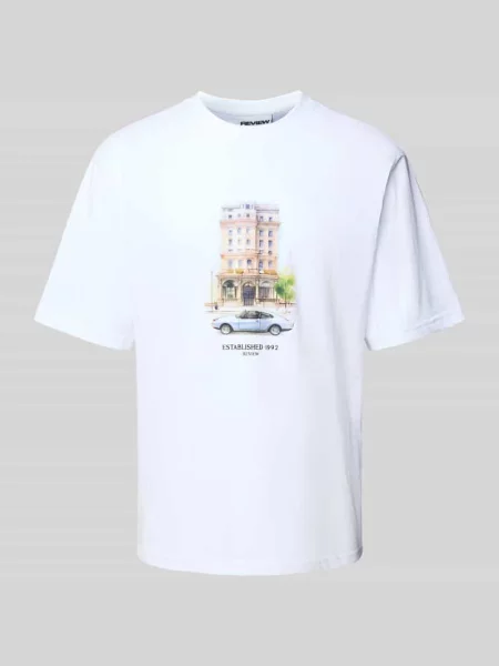 T-shirt z nadrukiem z logo Review biała