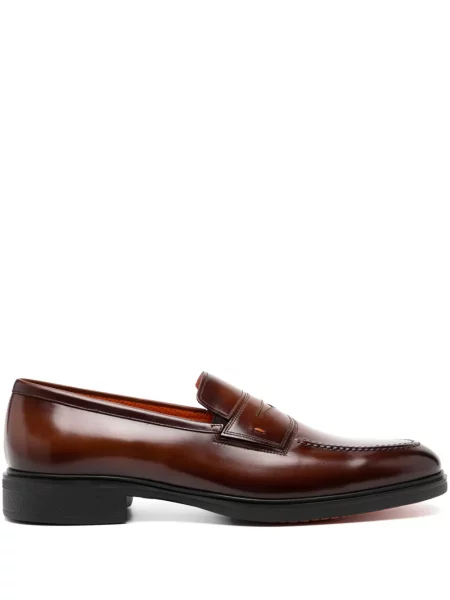 Pantofi loafer Santoni din piele maro