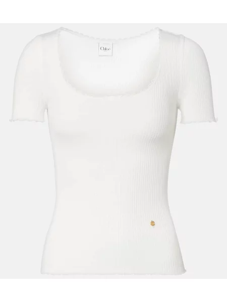 Tricou Chloé tricotate alb