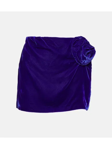 Fustă Didu de catifea cu model floral albastru