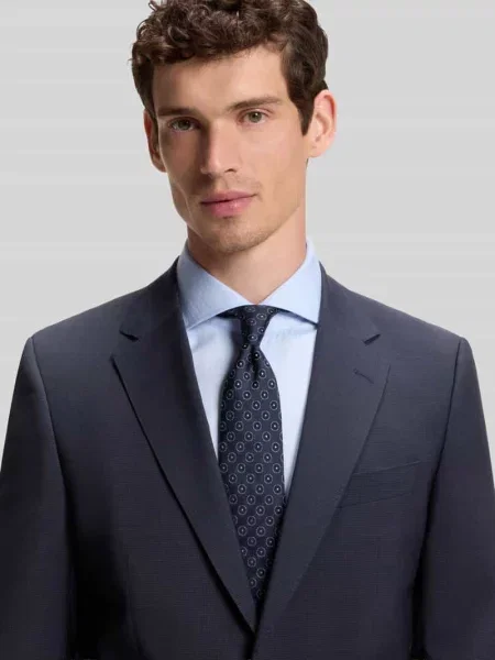Garnitur o kroju slim fit z czystej żywej wełny model Boss granatowy