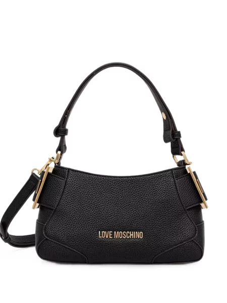 Geantă shopper Love Moschino cu autograf negru