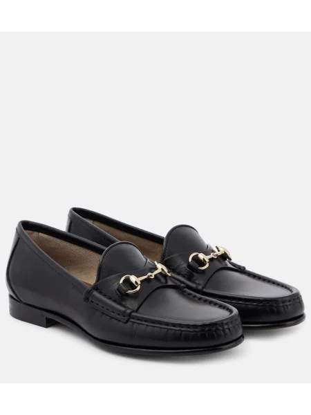Usnjene loaferke Gucci črna