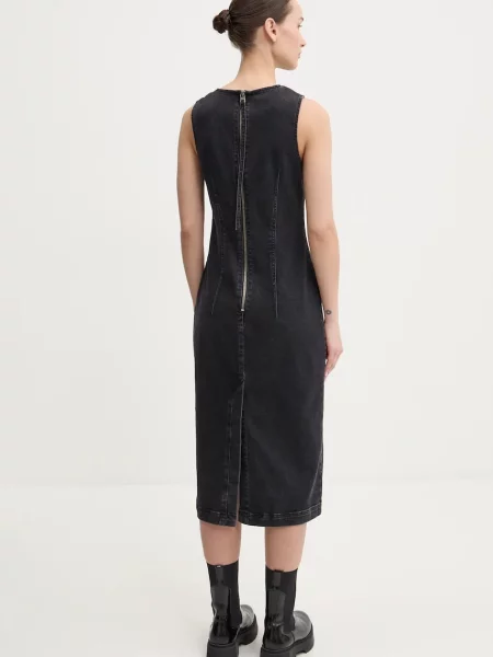 HUGO rochie din denim maxi mulată negru