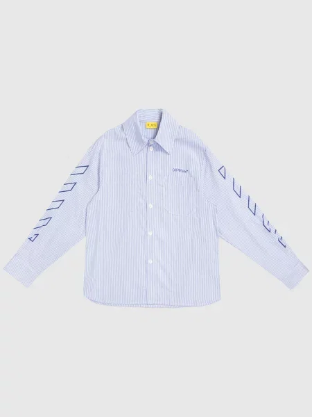 Дитяча сорочка в смужку Off-white блакитна