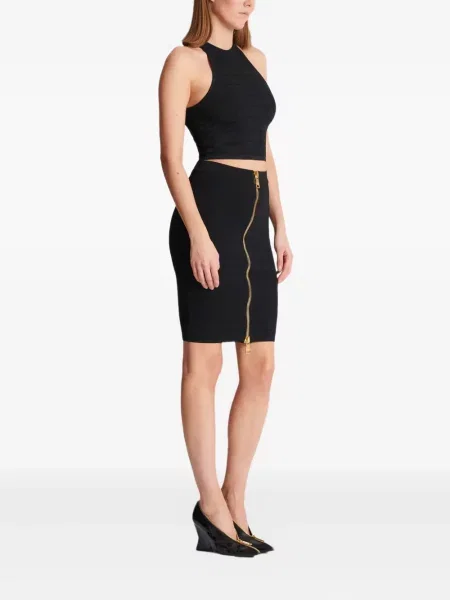 Top Balmain cu gât halter negru
