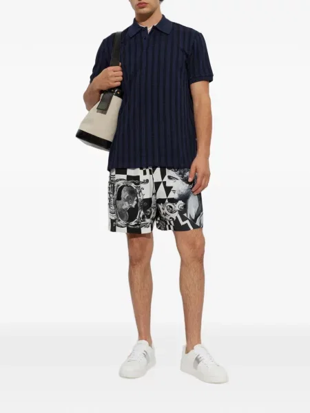 Tricou polo Versace din jacard albastru