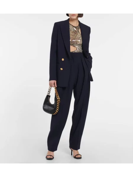 Pantaloni Stella Mccartney cu talie înaltă plisate negru