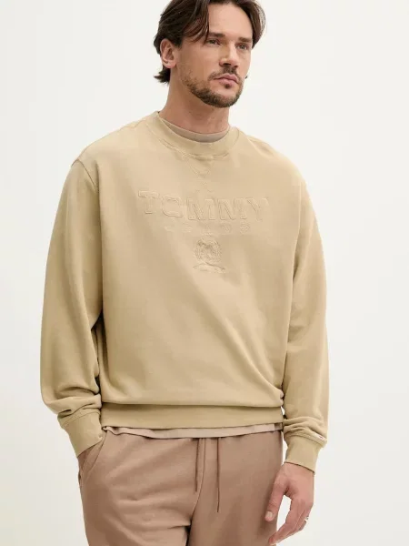 Dukserica Tommy Jeans za muškarce s aplikacijom bež