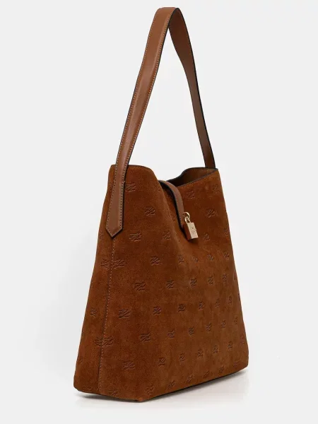 Замшевая сумка Karl Lagerfeld K/Autograph с автографом коричневая