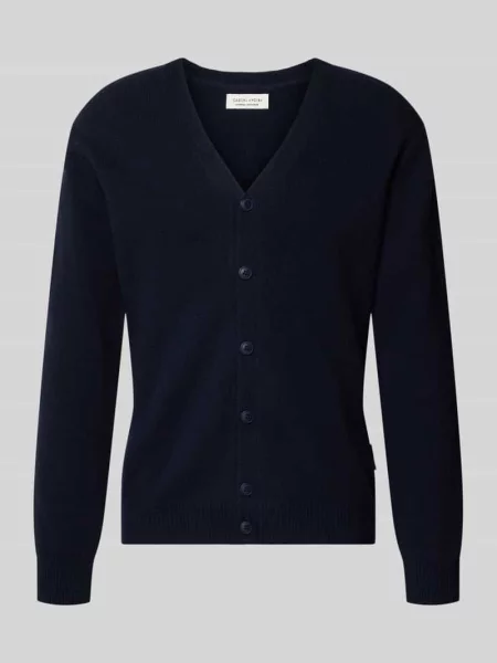 Kardigan z dekoltem w serek model KARL' Casual Friday granatowy