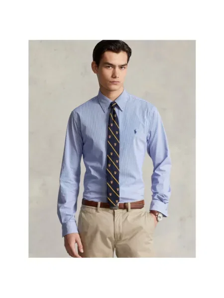 Koszula Polo Ralph Lauren w paski z paskiem niebieska