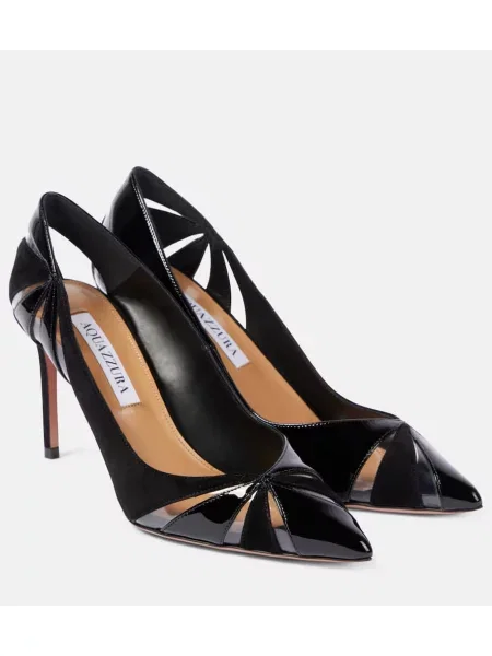 Pantofi cu toc Aquazzura din piele de căprioară de lac negru