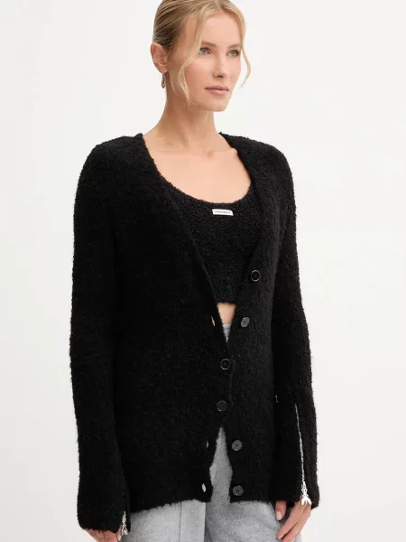 Patrizia Pepe cardigan din amestec de lână negru
