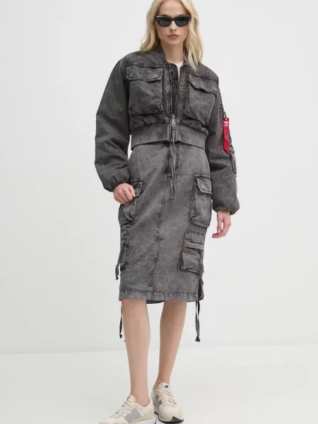 Alpha Industries Džínsová sukňa sivá