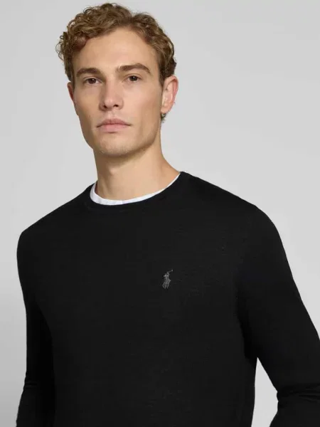 Sweter w kroju regular fit z czystej wełny Polo Ralph Lauren czarny