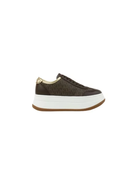 Sneakersy Michael Kors na platformie z logo brązowe