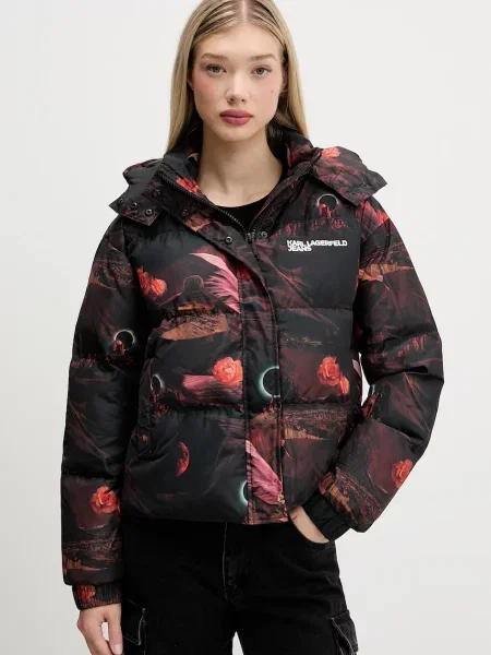 Яке Karl Lagerfeld Jeans зимен модел с уголемена кройка черно