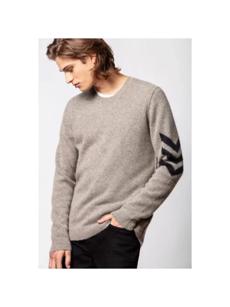 Sweter Zadig & Voltaire z kaszmiru z przetarciami szary