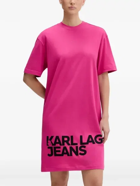 Rövid denim ruha Karl Lagerfeld Jeans rózsaszín