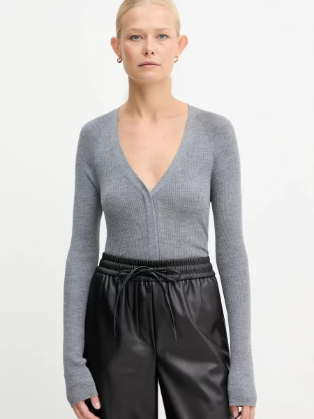 BOSS kardigan wełniany lekki szary