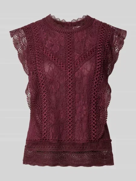 Bluzka o kroju slim fit z mieszanka z obszycie z koronki na całej powierzchni V By Vera Mont