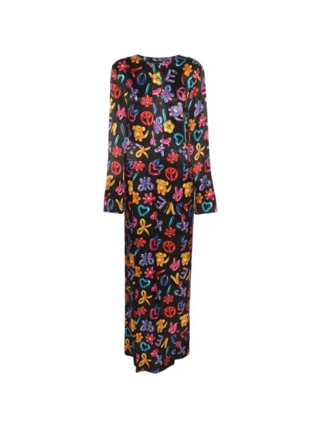Rochie maxi Love Moschino din satin cu imagine negru