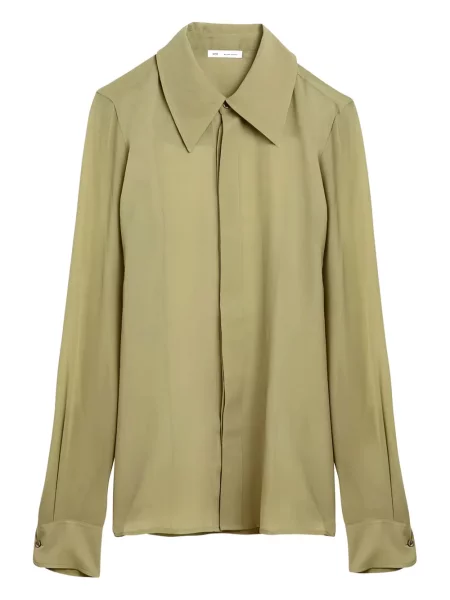 Cămașă Ami Paris de mătase verde