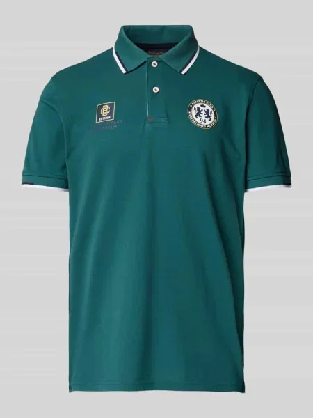 Koszulka polo z krótką listwą guzikową i nadrukami z logo Christian Berg Men zielona