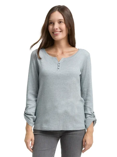 TOM TAILOR Tricou verde pastel alb