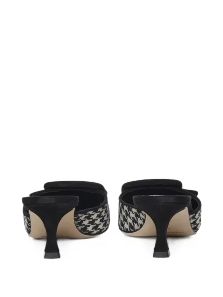 Papuci tip mules Manolo Blahnik cu model pepito alb