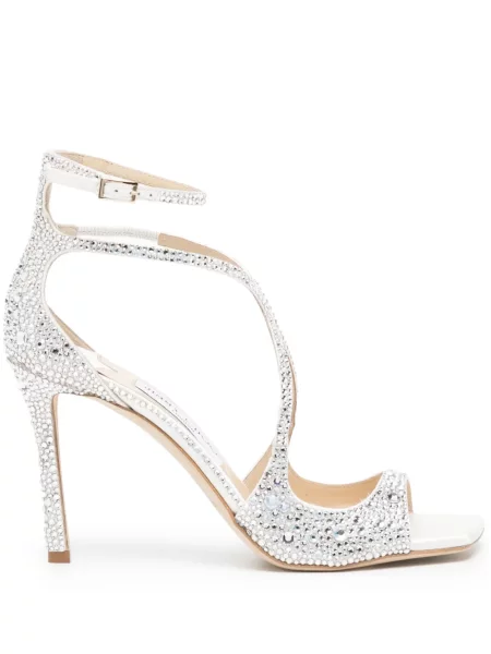 Sandale Jimmy Choo de cristal alb