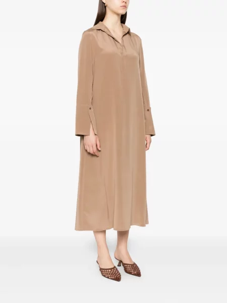 Rochie Max Mara de mătase de costum maro