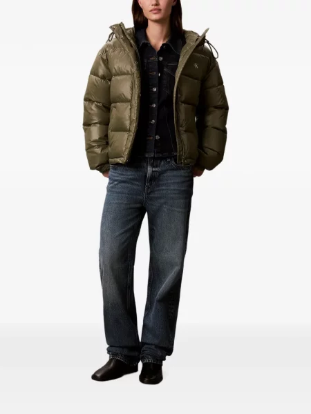 Geacă cu puf Calvin Klein cu glugă verde