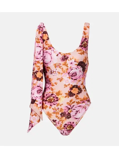 Costum de baie Chloé cu model floral roz