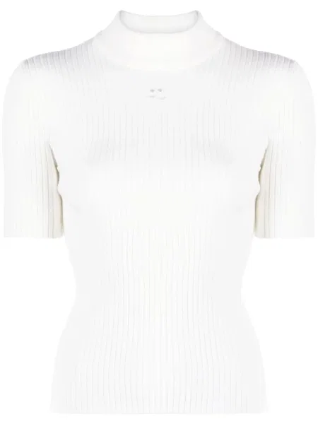 Top Courreges tricotate scurt alb