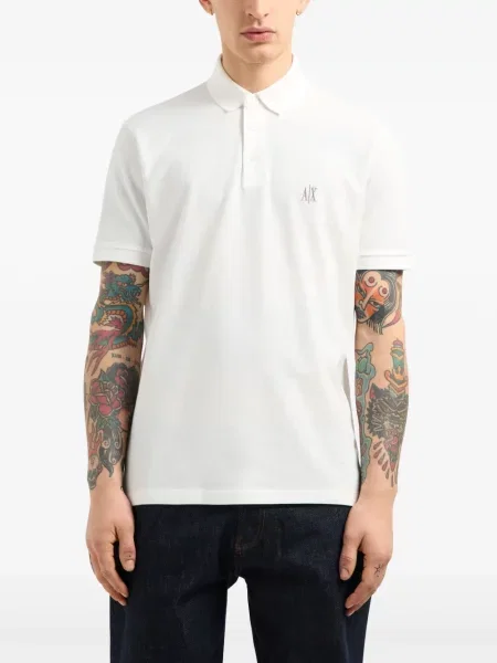 Tricou polo Armani Exchange alb