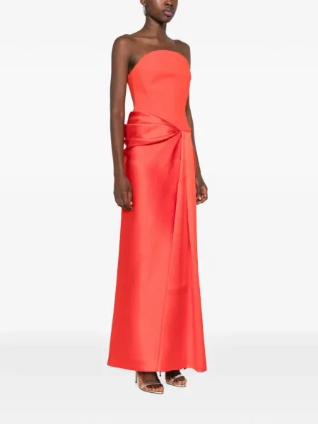 Rochie maxi Solace London drapată fără bretele roșu