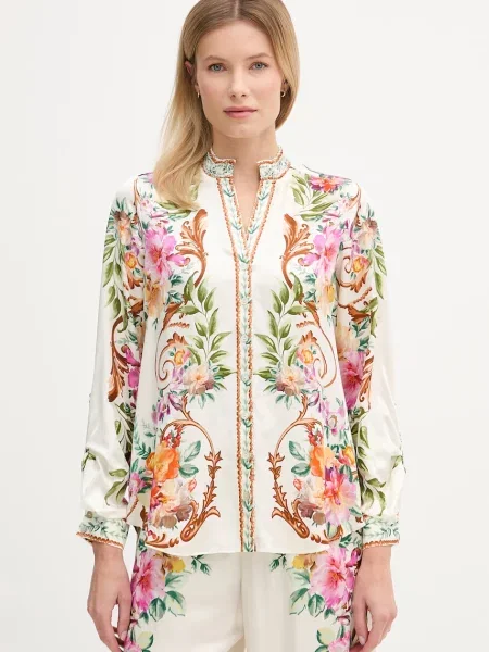 Hale BOB koszula z dodatkiem jedwabiu Kahlani beżowa