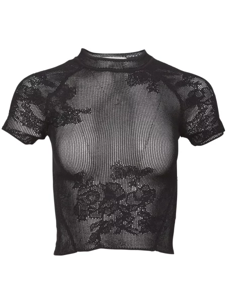 Top Fleur Du Mal cu model floral din dantelă negru