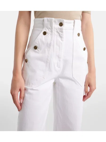 Blugi cu picior larg Max Mara cu talie înaltă alb