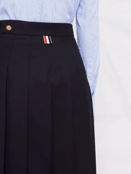 Pruhované plisované plisované sukně Thom Browne tmavě modré